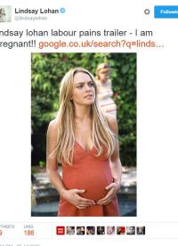 Линдси опубликовала снимок из фильма «Временно беременна»