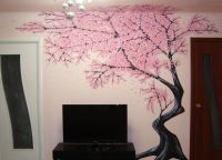 Дерево сакуры рисунок на стене -1