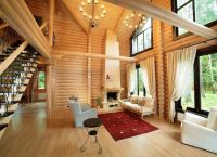 Интерьер гостиной в деревянном доме3