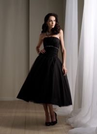 черное короткое свадебное платье1