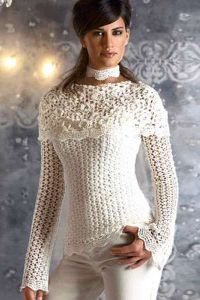 Вязаный белый свитер 1