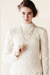 Вязаный белый свитер 8