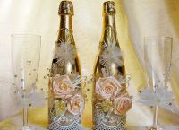 как украсить шампанское на свадьбу4