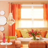 оранжевый цвет в интерьере гостиной 1
