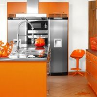 оранжевый цвет в интерьере кухни 1