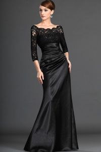 вечернее черное платье с кружевом 9