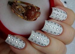 nail design 2016 with rhinestones