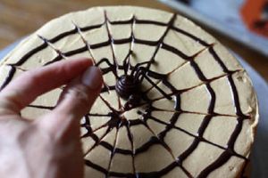 Как украсить торт паутинкой из шоколада 3
