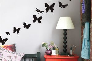 декорирование стен бабочками 2