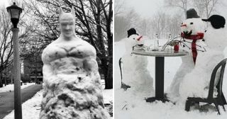 Зимний креатифф: 30 странных и неожиданных снеговиков