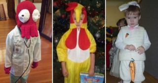 Оливье, утюг и ещё 18 абсурдных детских новогодних костюмов