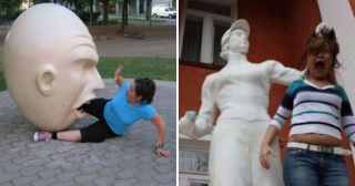 30 «приколисток», которые знают, как надо делать фото со статуями
