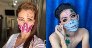 20+ фото нарисованных защитных масок на лице - нового модного тренда