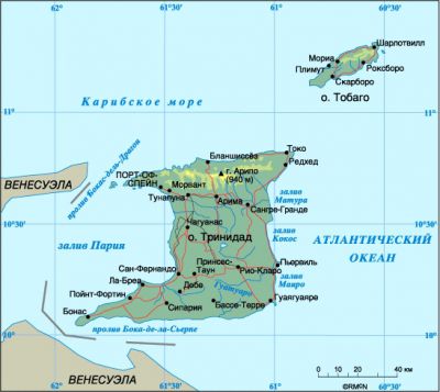 Остров Тобаго на карте