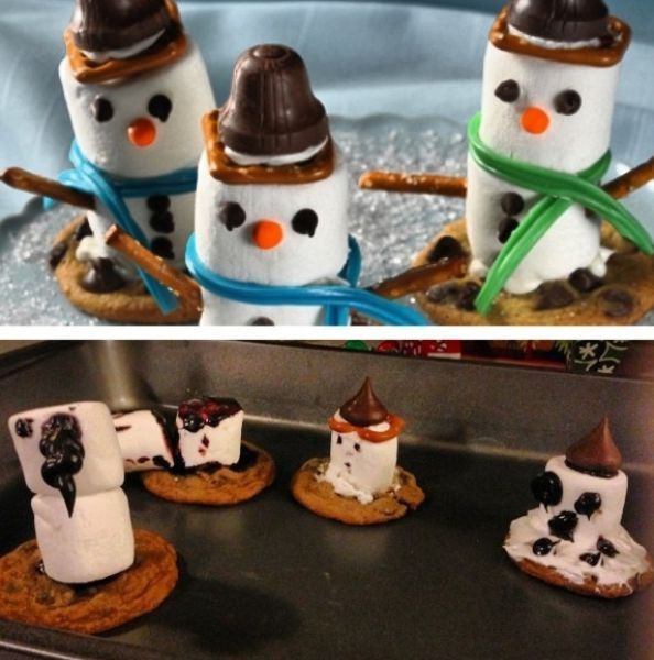 Снеговики на печенье