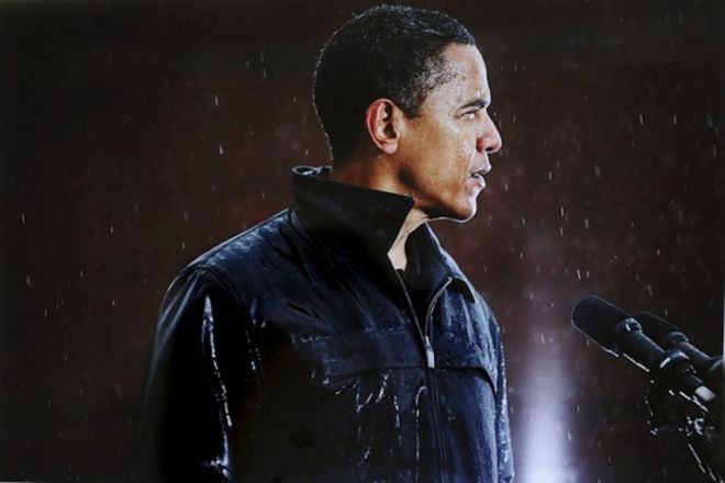 Барак Обама под дождем