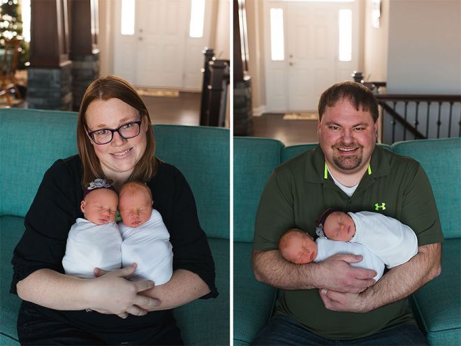 Линдси и Мэттью с новорожденными детками