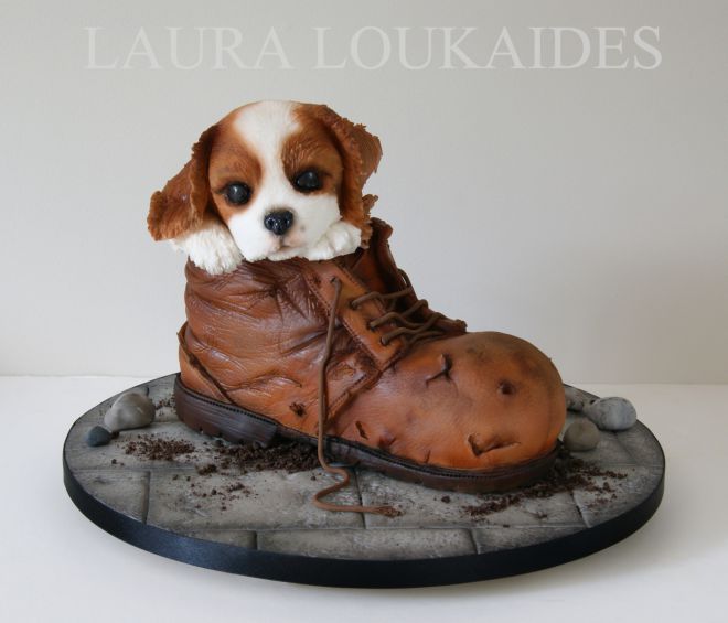 Торт щенок в ботинке