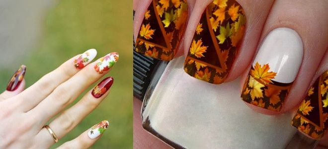 manicure with leaves
