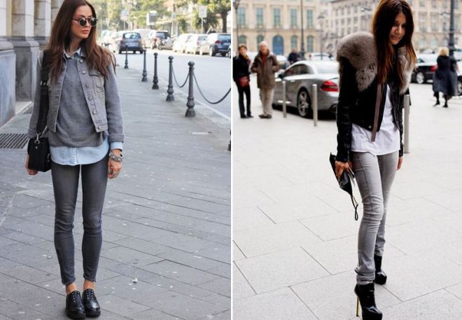 Серые джинсы женские с чем носить фото