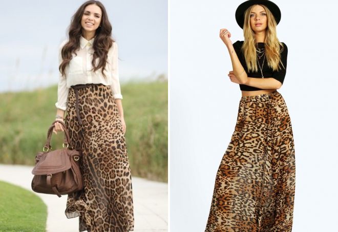 длинные леопардовые юбки