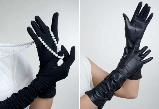 черные высокие перчатки