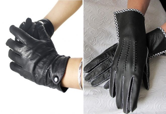 женские черные перчатки