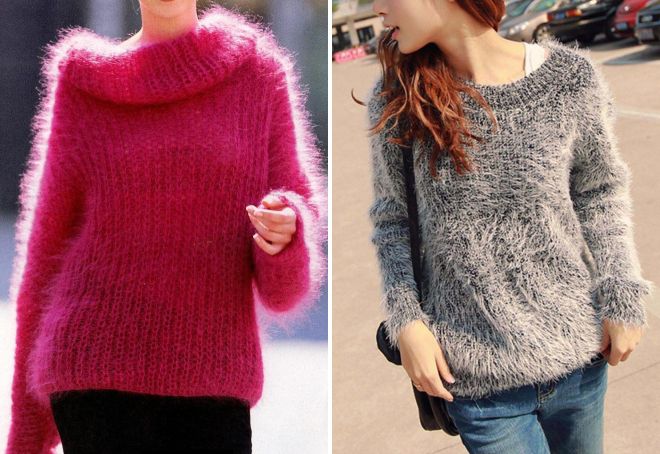 женский теплый вязаный свитер