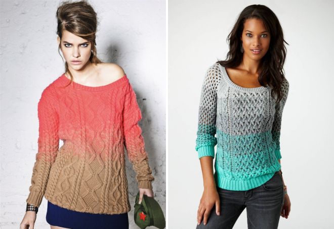модели вязаных свитеров для женщин