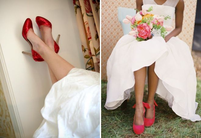 красные свадебные туфли