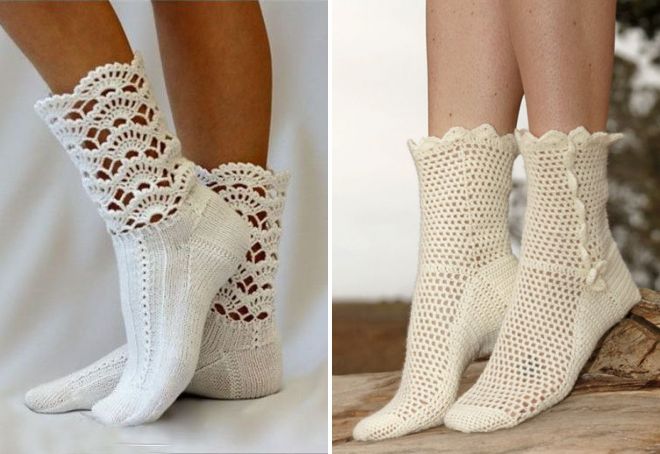 Красивые вязанные носки женские