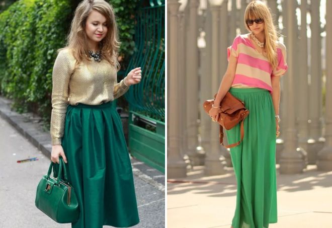 длинная зеленая юбка