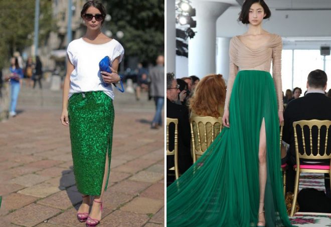длинная зеленая юбка