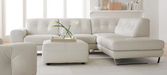 белый кожаный диван
