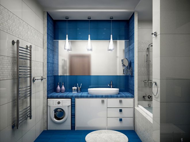 дизайн синей ванной