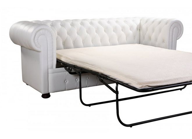  белый кожаный раскладной диван 