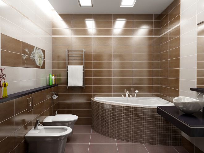 коричневый дизайн ванной