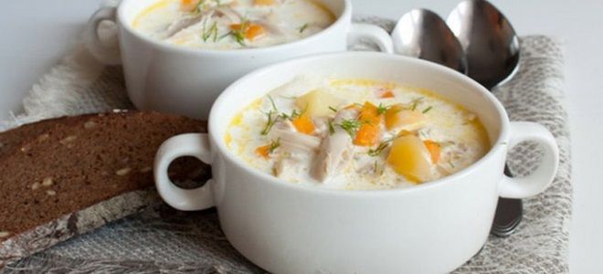 Сырный суп в мультиварке - рецепт с курицей