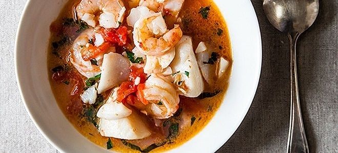 Томатный суп с морепродуктами - рецепт