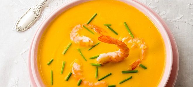 Тыквенный суп с морепродуктами