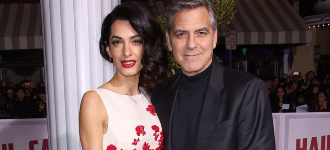 Амаль Клуни и Джордж Клуни на премьере «Да здравствует Цезарь!»