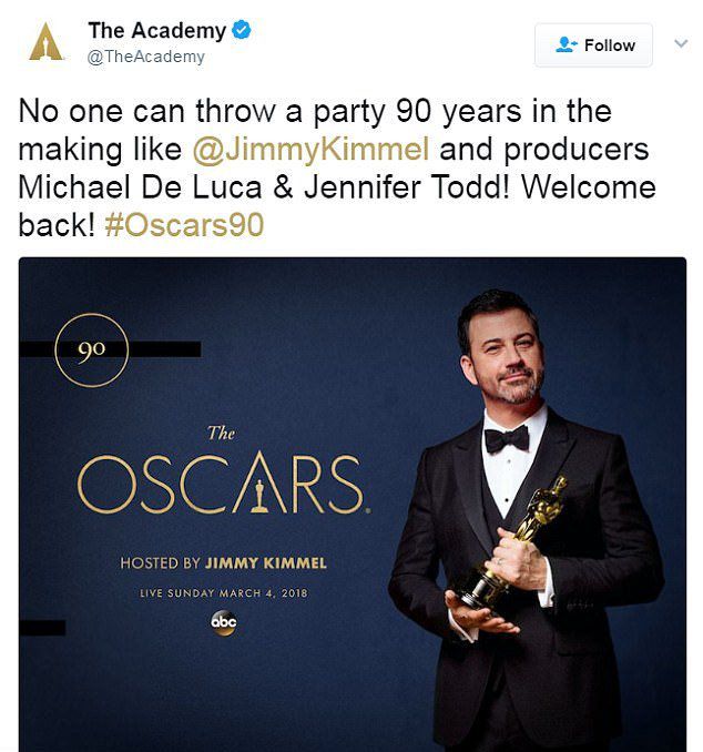 Джимми Киммел во второй раз назначен ведущим церемонии вручения премии "Оскар"