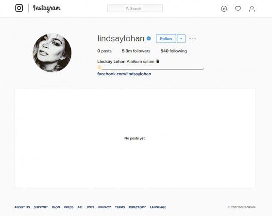 Линдси Лохан удалила все посты из Instagram