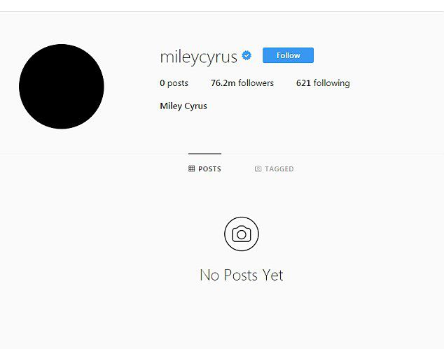 Майли почистила учетную запись в Instagram