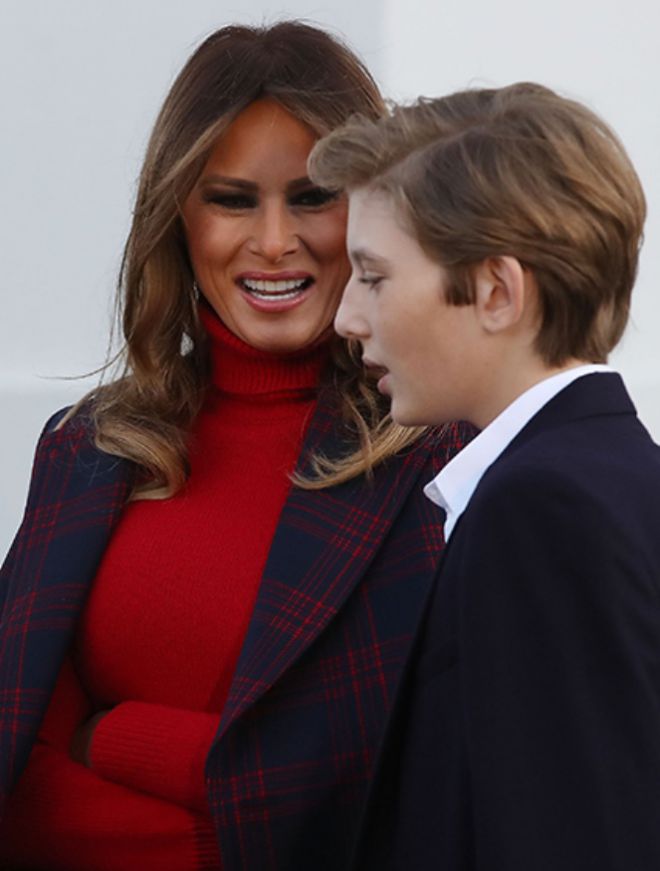 Мелания Трамп с сыном Бэрроном