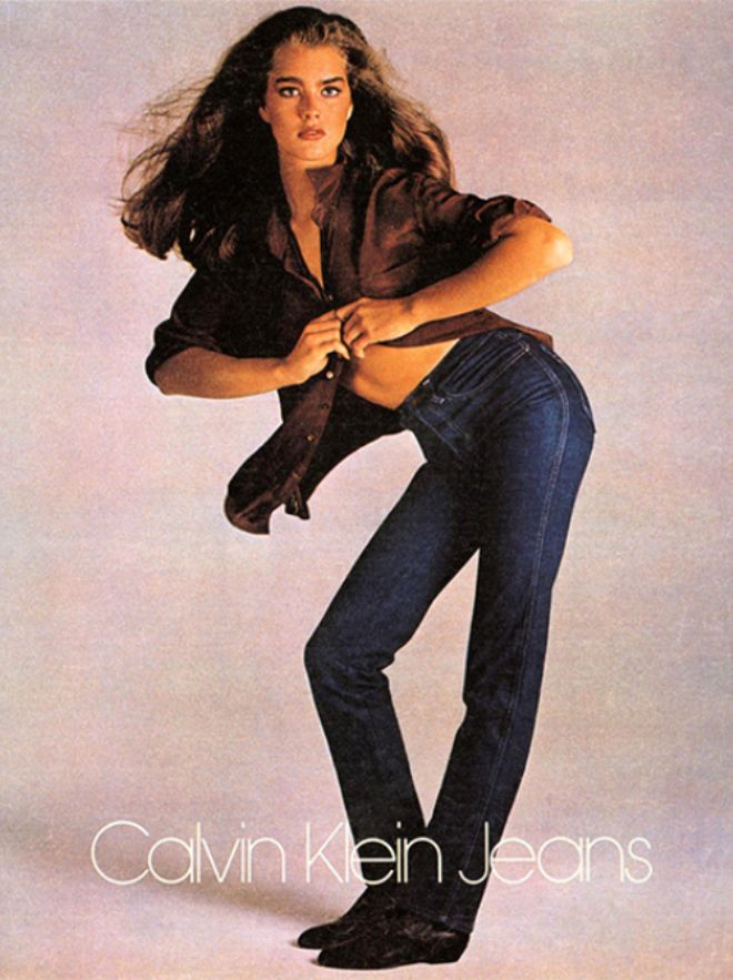 Брук Шилдс в рекламе Calvin Klein, 1980 год