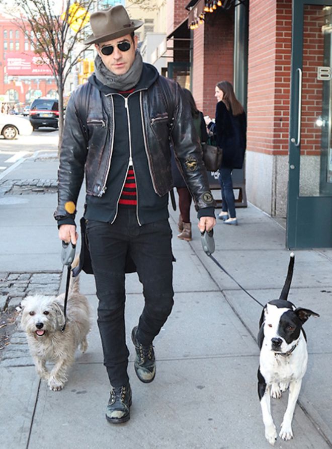 Джастин Теру на прогулке с собаками в Нью-Йорке, 2015 год