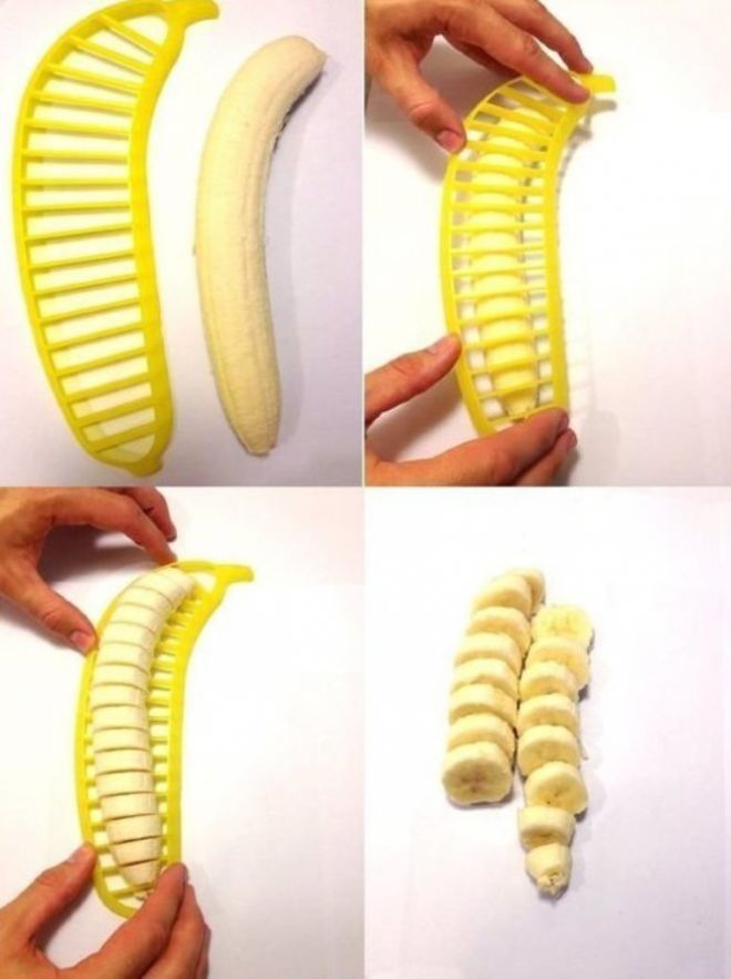 Как порезать банан так, чтобы были ровные кусочки