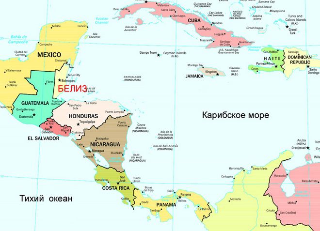 Карта Белиза