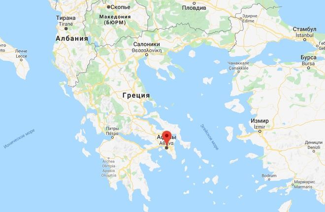 Афины на карте Греции